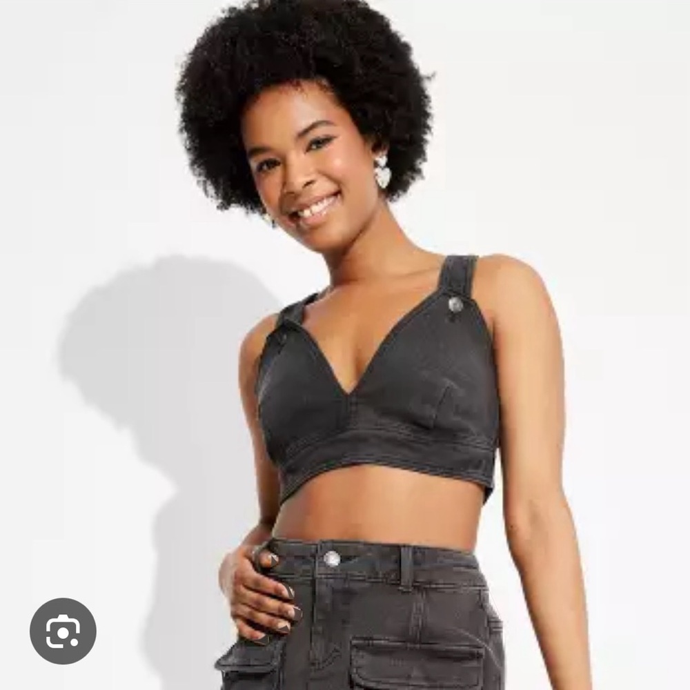 Women's Cropped Denim Vest - Wild Fable